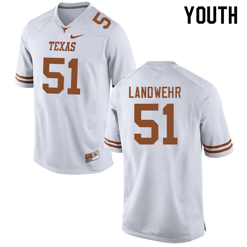 Youth #51 Marshall Landwehr Texas Longhorns College Football Jerseys Sale-White